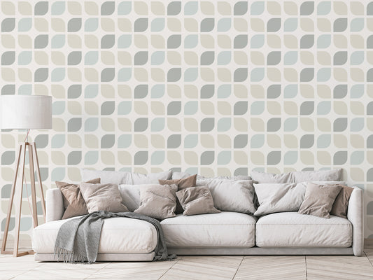 Angela Modern living room design, white sofa and wooden floor lamp, panorama