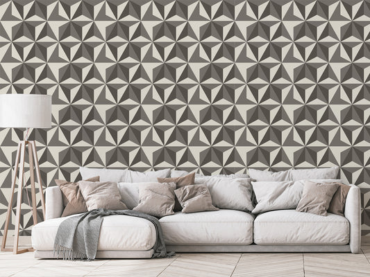 Lisa Modern living room design, white sofa and wooden floor lamp, panorama