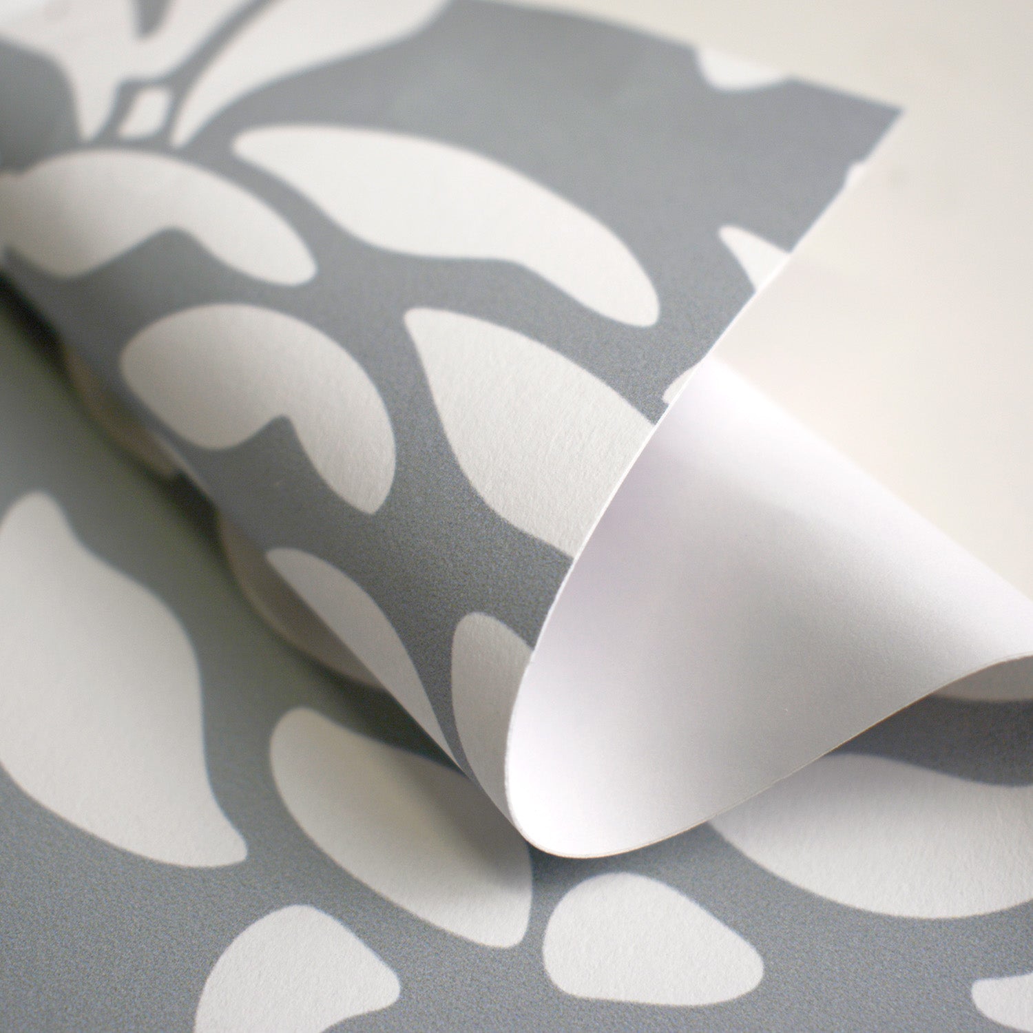 Close up photo our our smooth peel and stick wallpaper