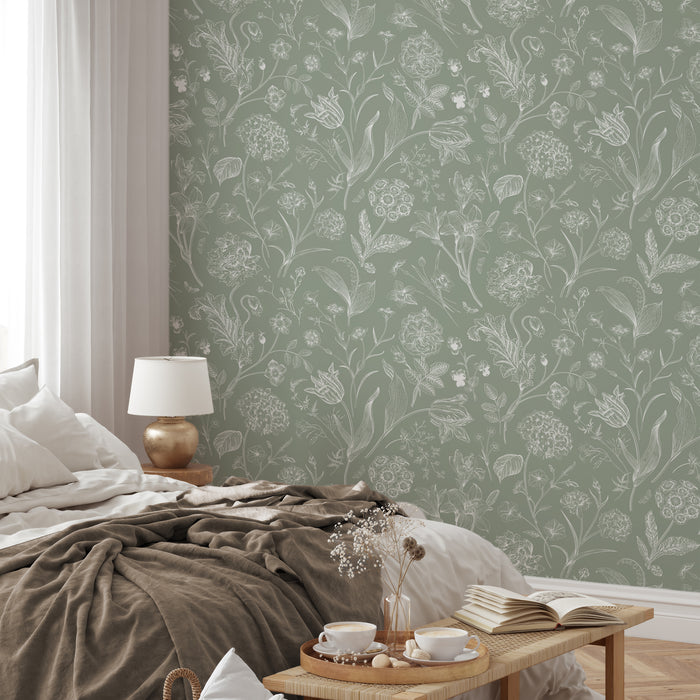 Priscilla - Botanical Floral Plants Wallpaper