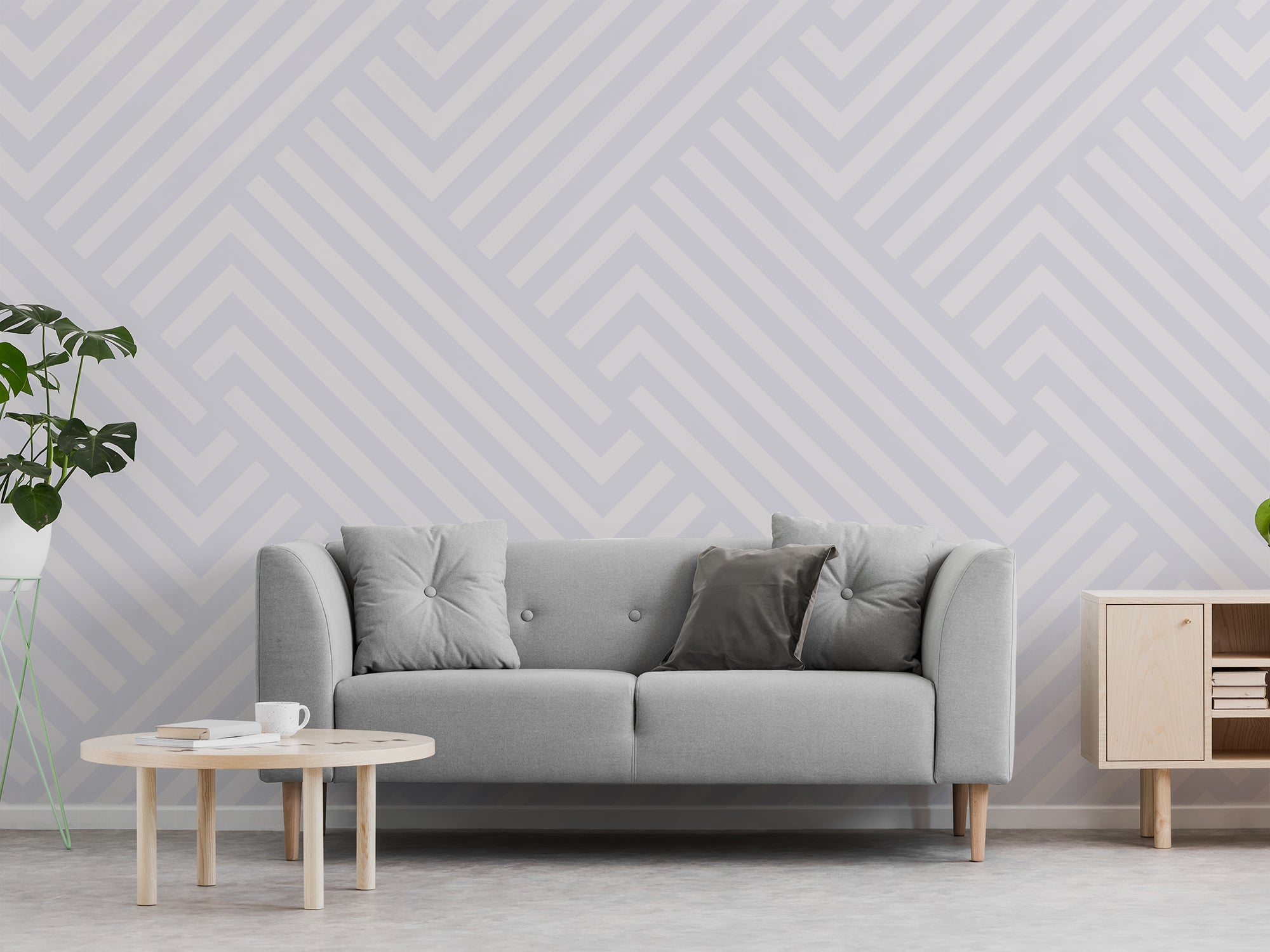 Lilac Diagonal Stripe Geometric Wallpaper Peel & Paper