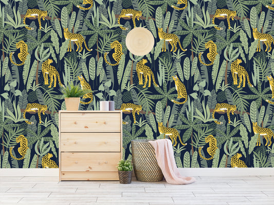 Clymene - Cheetahs and Tropical Leaves Wallpaper