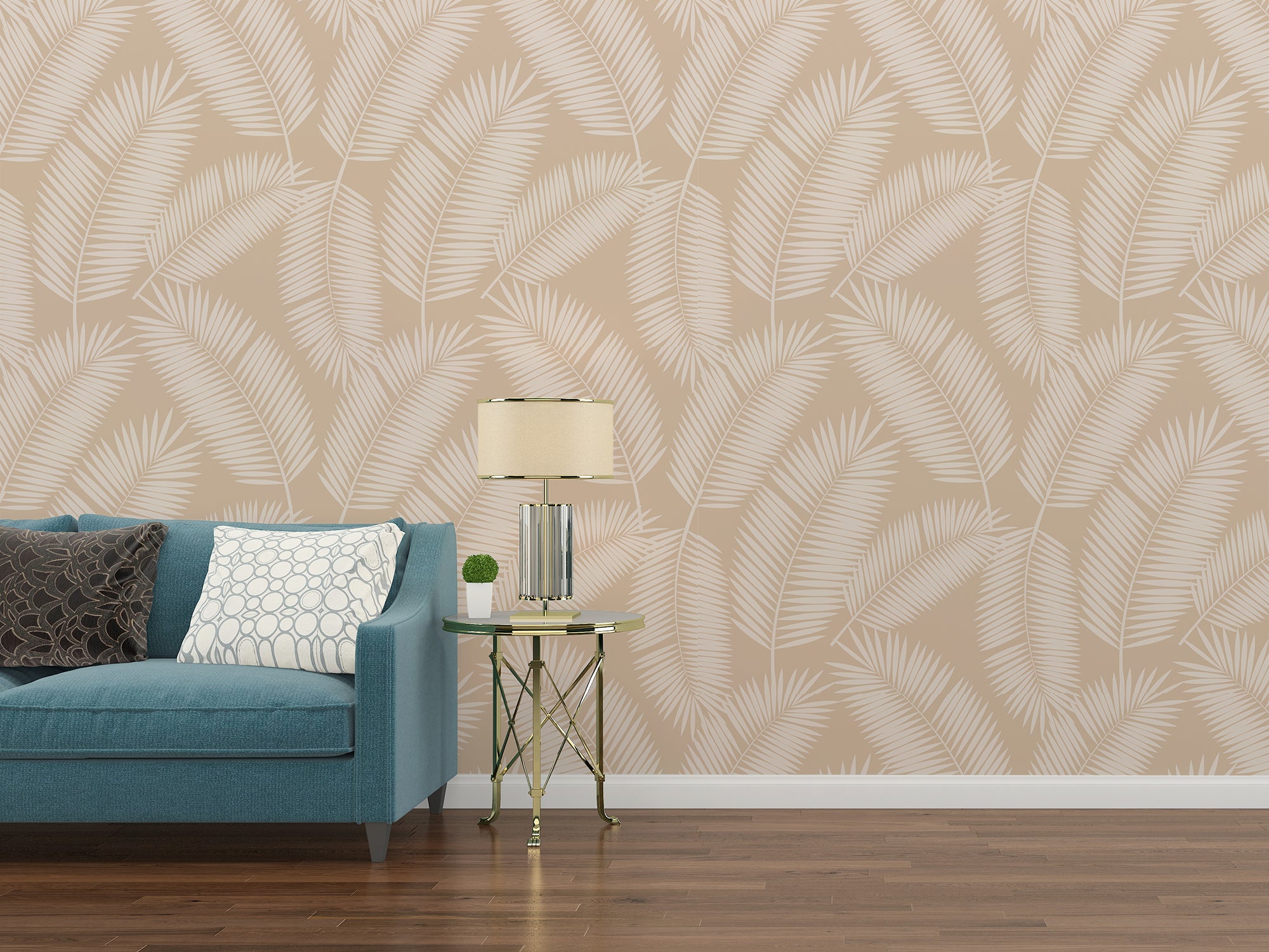 Vivienne Leaf wallpaper in blush & gold