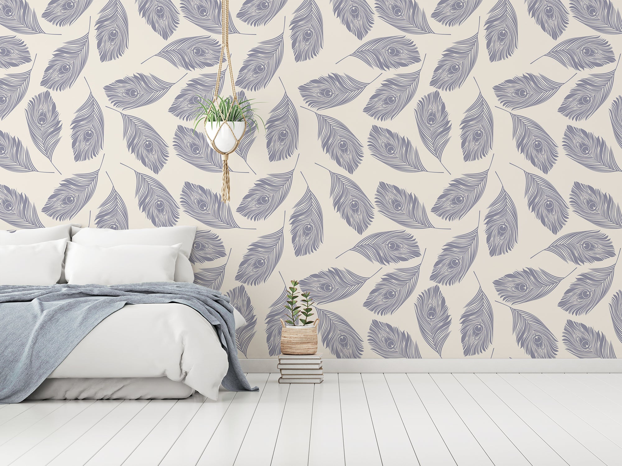 Feather Peel And Stick Wallpaper 17.3"×120" Gold White Contact Paper - View #10