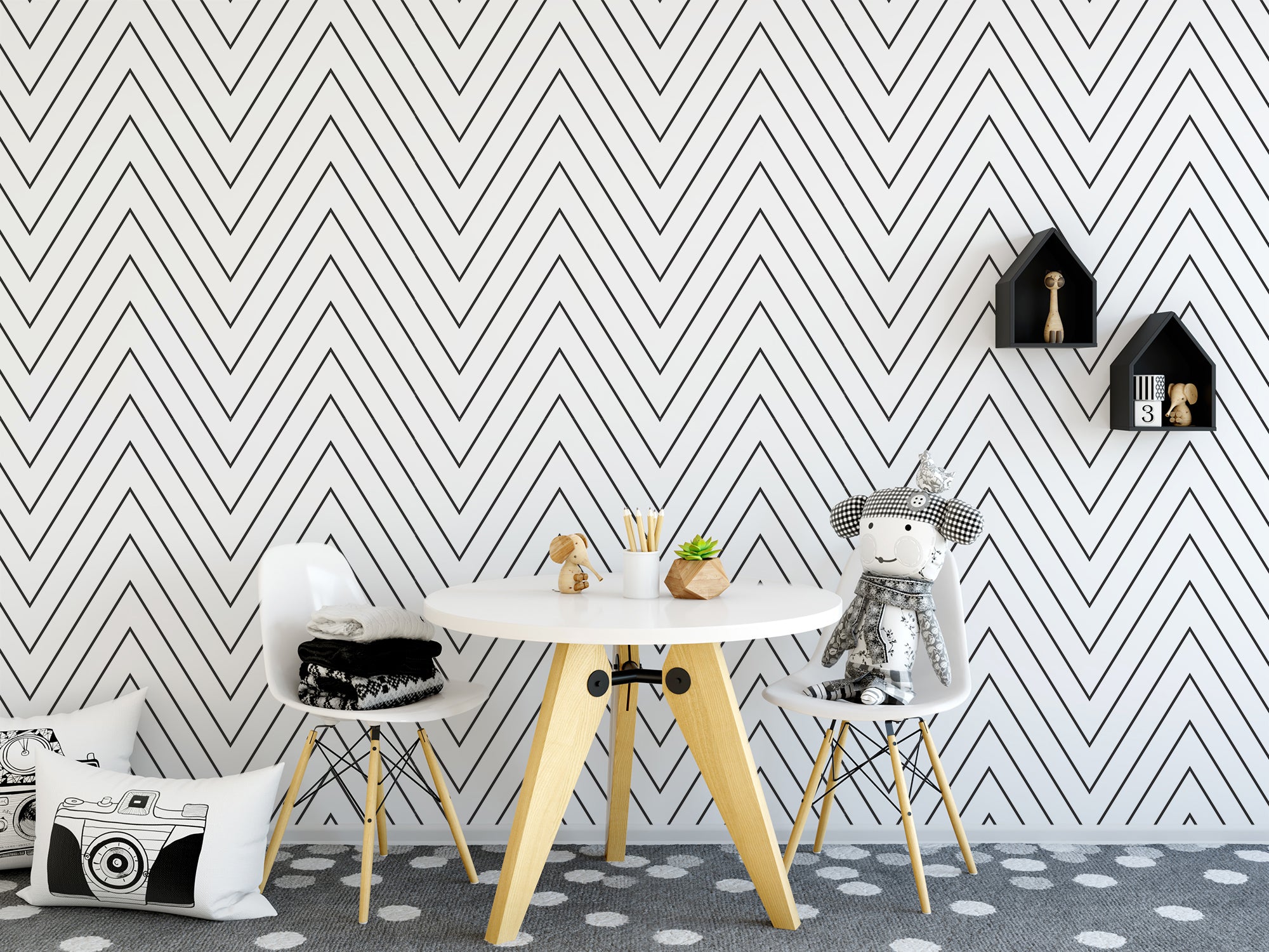 Black & White Chevron Wallpaper | Peel & Paper