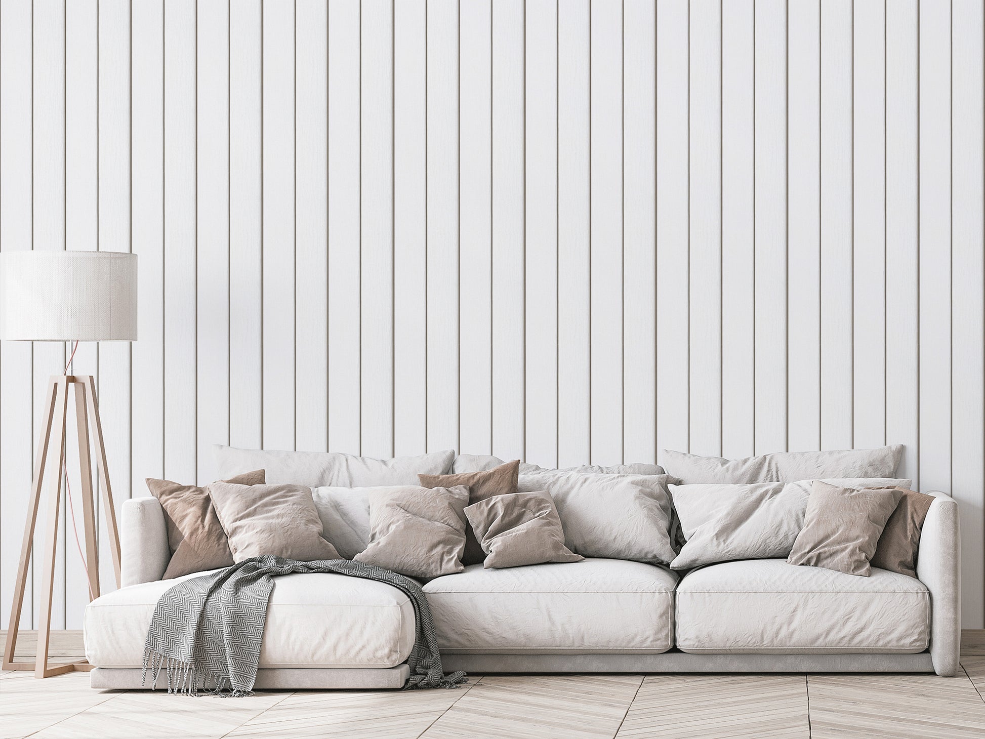Airin - White Wood Wall Wallpaper
