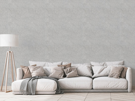 Alina Modern living room design, white sofa and wooden floor lamp, panorama