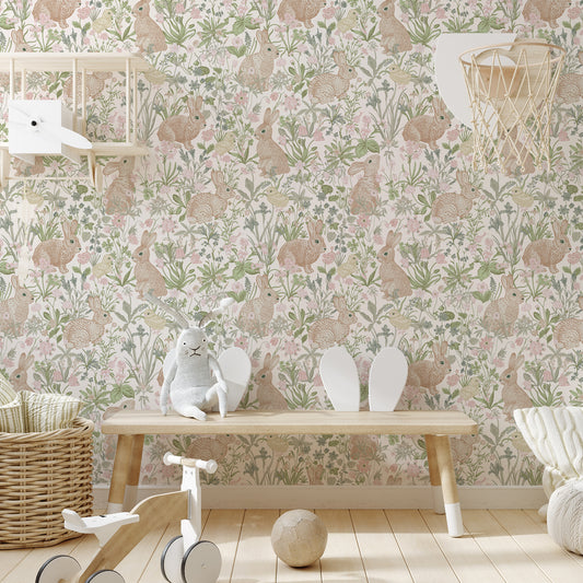 April Rabbit Easter Wallpaper In Room With Wooden Bench, Basketball Hoop and Planes