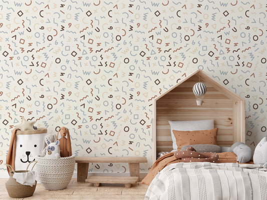 Arlet Wallpaper In Childrens Room With Teddy Bears and Wooden Bed Frame