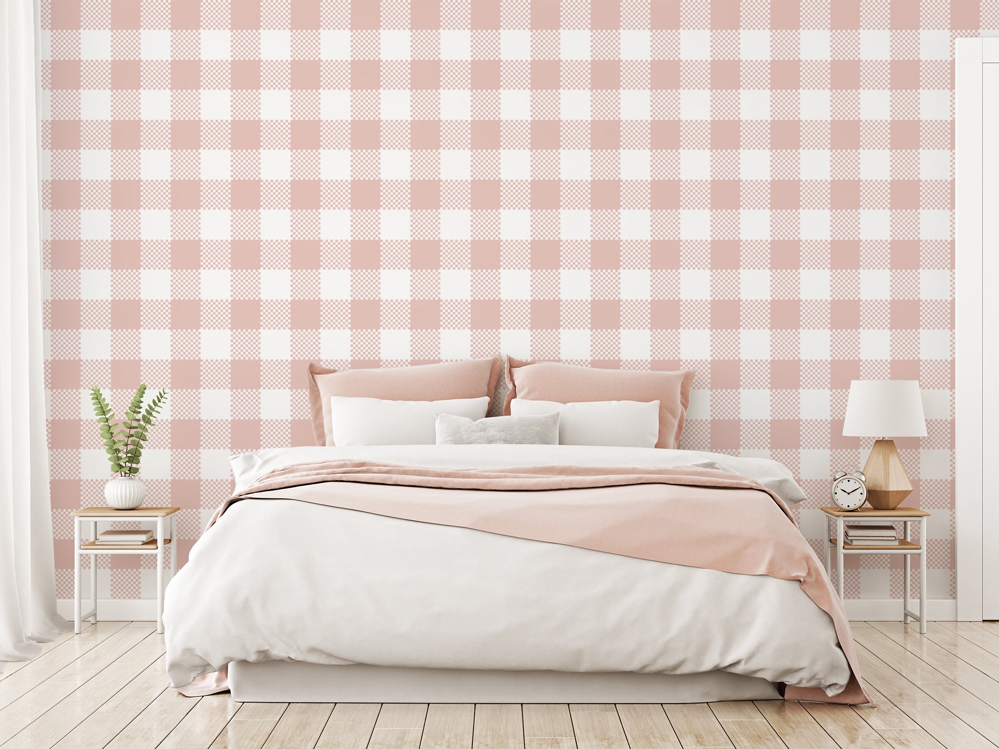 Painted Gingham Plaid Peel and Stick Wallpaper - Paperbird