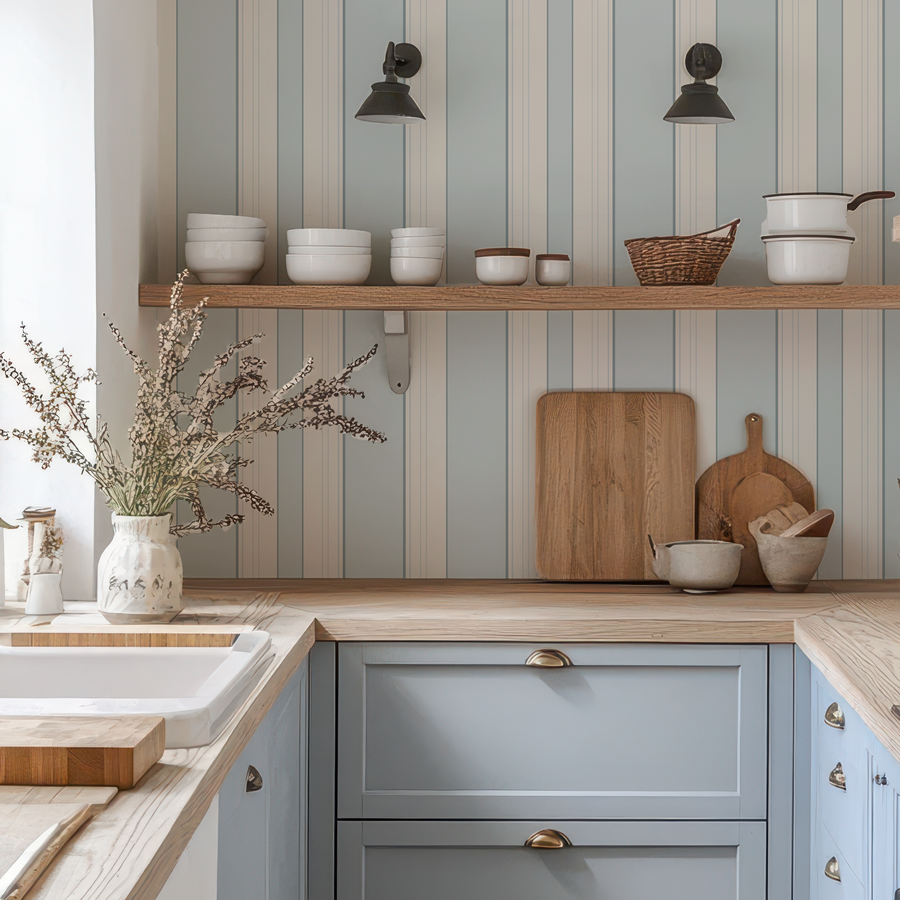 Augustus - Block Print Stripe Wallpaper