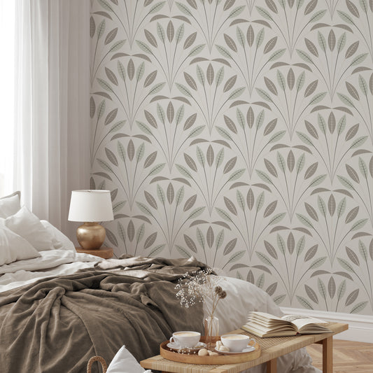 Bonnie in Neutral Bedroom with side table and lamp