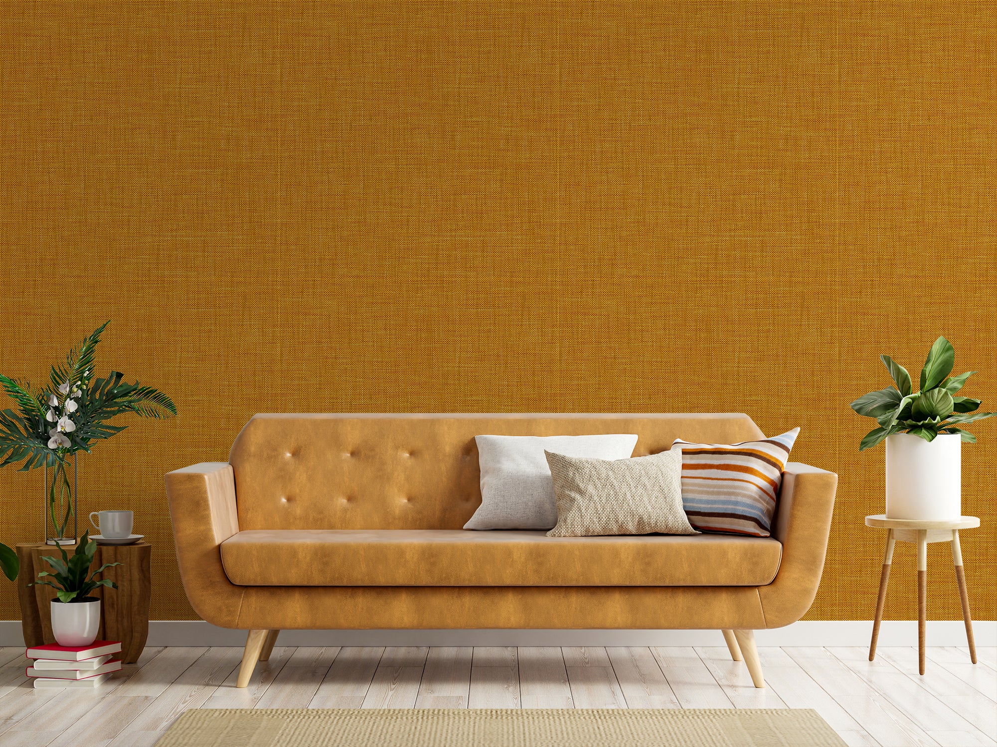 Mustard Yellow Fabric Wallpaper Peel&Paper Peel & Paper