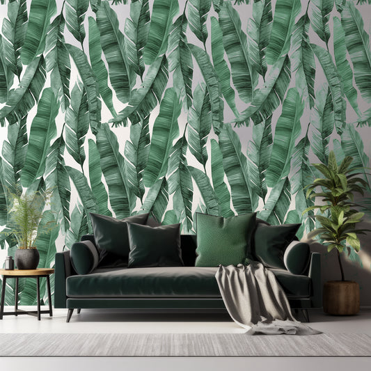 Fusie - Green Banana Leaf Tropical Wallpaper