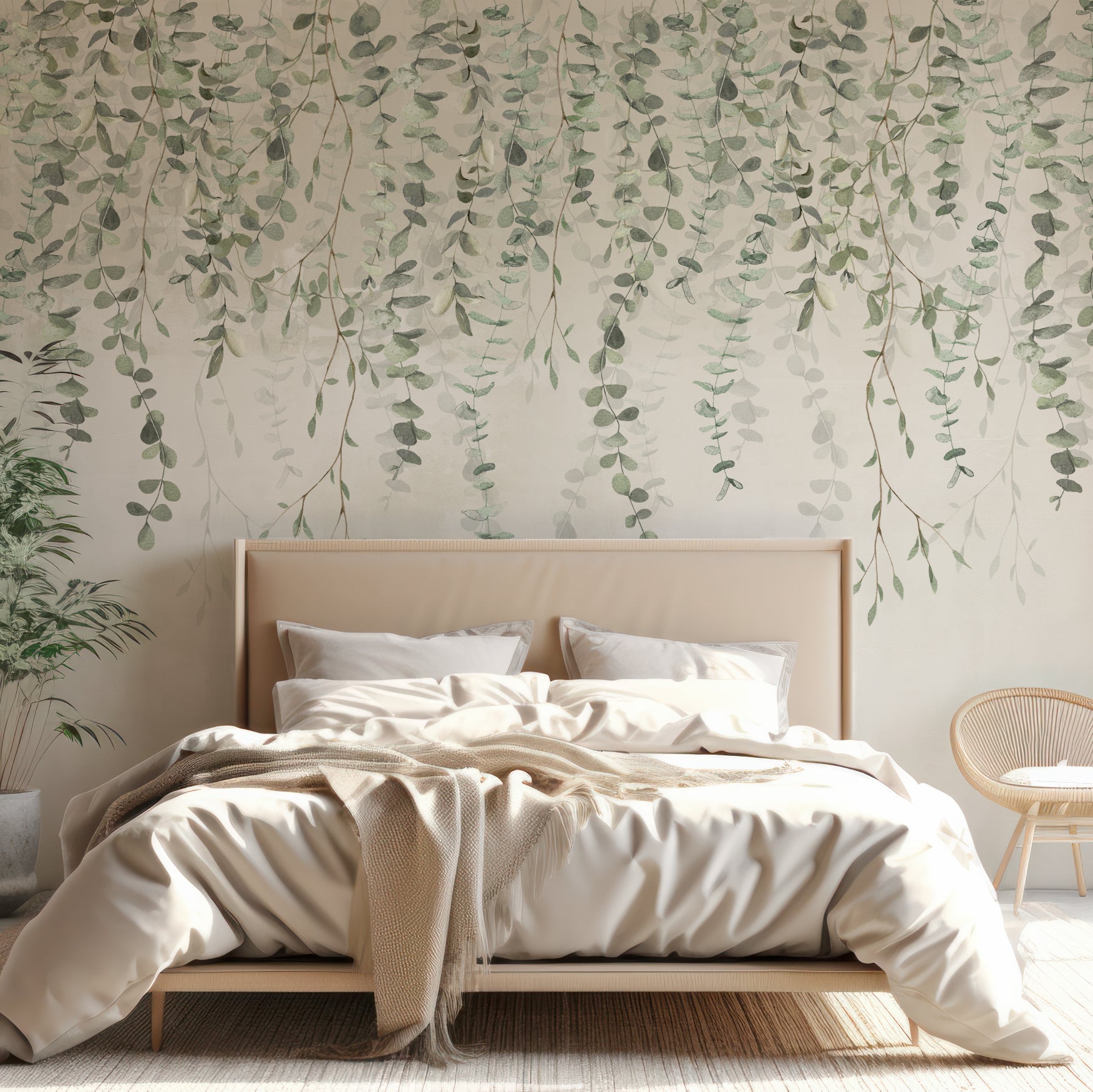 Joanna in Beige Bedroom With Beige Bed 