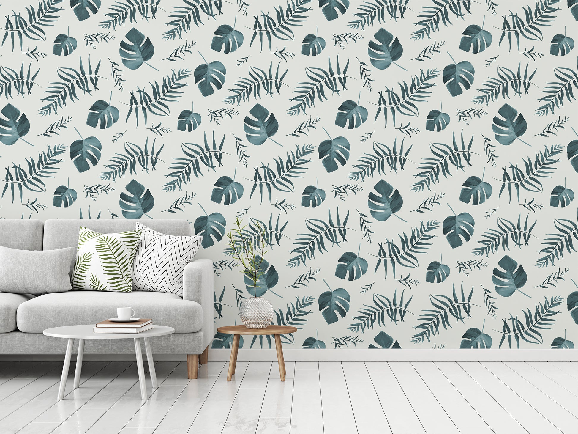 Ivy - Tropical Watercolor Palm Leaves Wallpaper