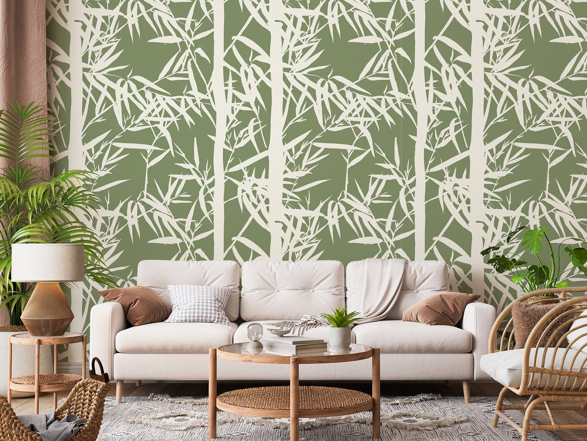 Jade Beige Sofa With Lots of Green Plants