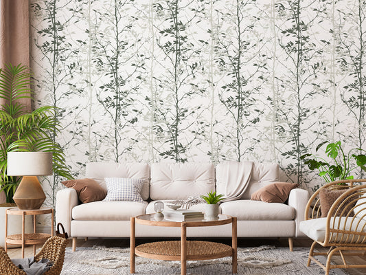 Beige Green Foliage Wallpaper, Removable Wallpaper, Peel And Stick  Wallpaper, Adhesive Wallpaper