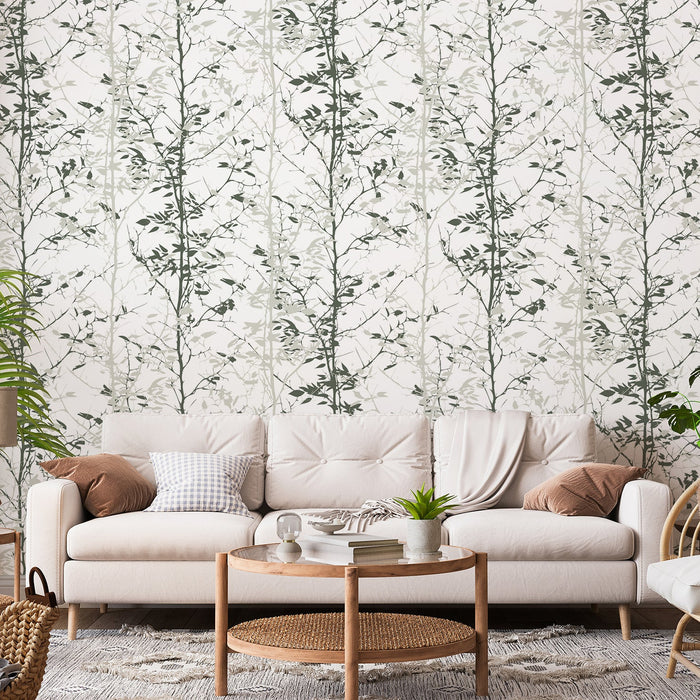 Kiri - Coordonne Trees in Shades of Green Wallpaper