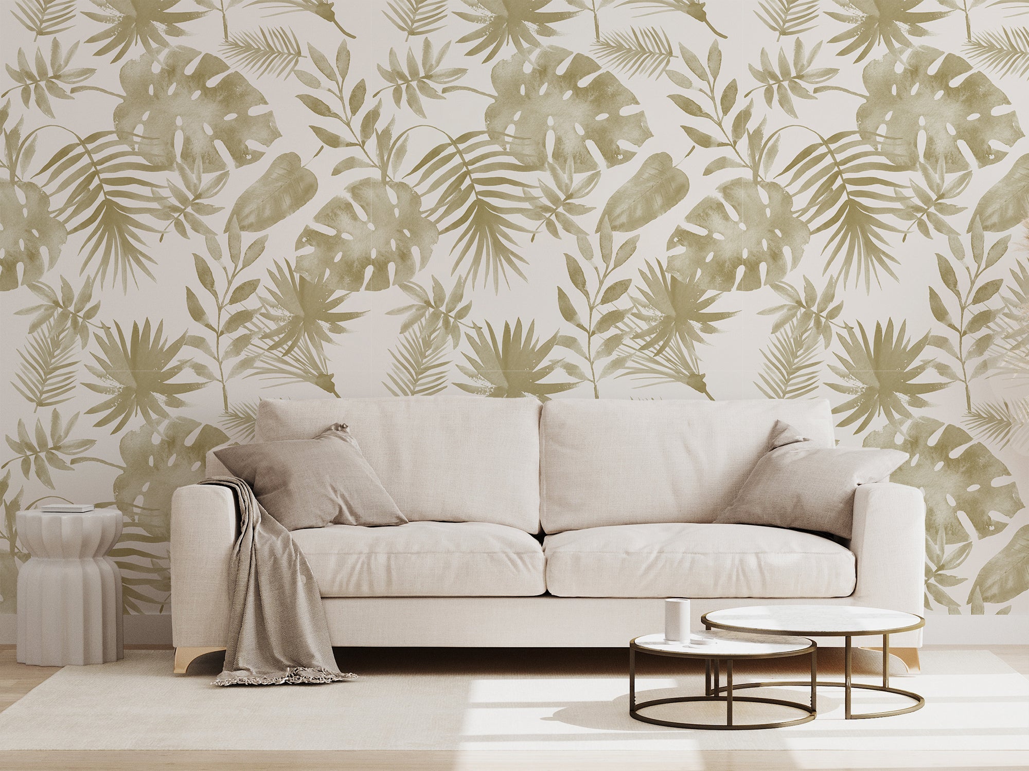 Golden Tropical Leaves Wallpaper | Peel&Paper – Peel & Paper