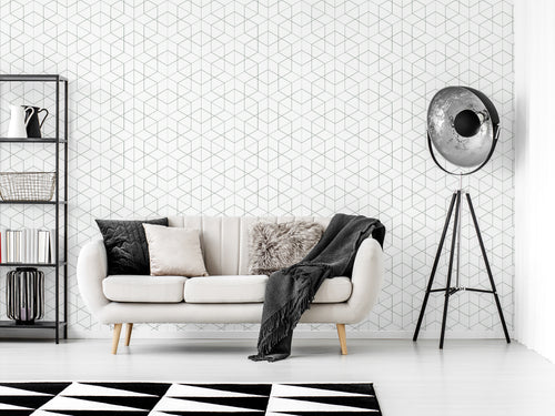 Rosamund Living Room with Black Lampshade and Black Shelf